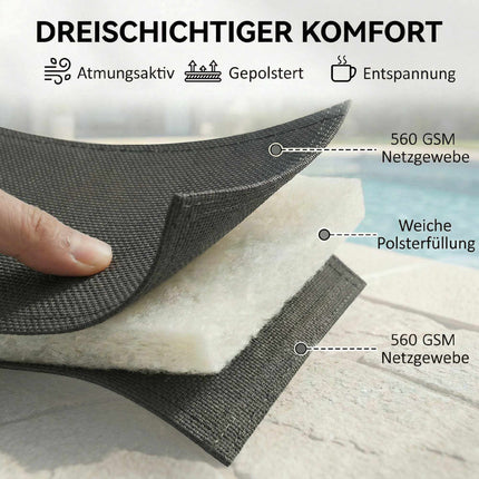 Adjustable Garden Sun Lounger, Breathable Mesh, Dark Grey