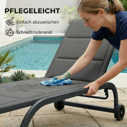Adjustable Garden Sun Lounger, Breathable Mesh, Dark Grey