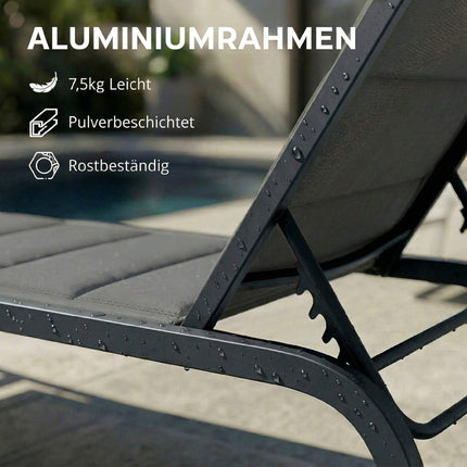 Adjustable Garden Sun Lounger, Breathable Mesh, Dark Grey