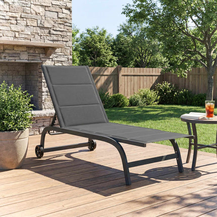 Adjustable Garden Sun Lounger, Breathable Mesh, Dark Grey