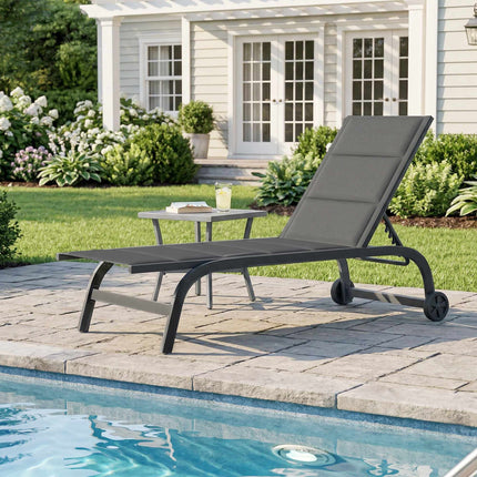 Adjustable Garden Sun Lounger, Breathable Mesh, Dark Grey