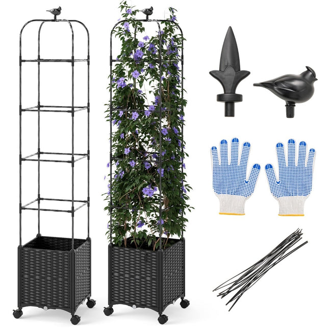 Verstellbares Garten-Spalier mit Pflanzkübel auf Rollen