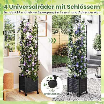Verstellbares Garten-Spalier mit Pflanzkübel auf Rollen