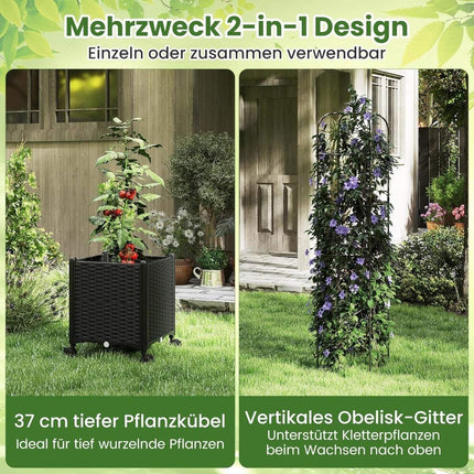 Verstellbares Garten-Spalier mit Pflanzkübel auf Rollen