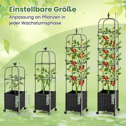 Verstellbares Garten-Spalier mit Pflanzkübel auf Rollen
