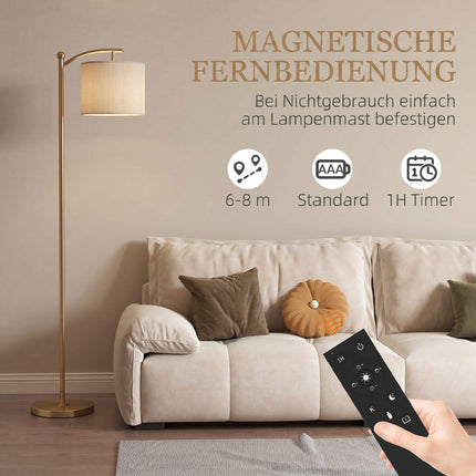 Adjustable Gold Metal Floor Lamp with Remote Control