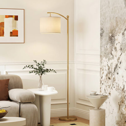Adjustable Gold Metal Floor Lamp with Remote Control
