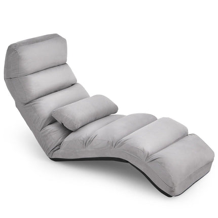Verstellbarer grauer Relaxsessel – 175 x 55 x 20 cm, 5 Positionen