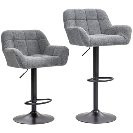 Verstellbare graue Barhocker, 2er-Set, 360° drehbar