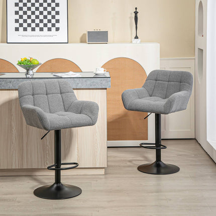 Verstellbare graue Barhocker, 2er-Set, 360° drehbar