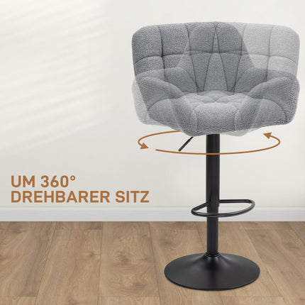 Verstellbare graue Barhocker, 2er-Set, 360° drehbar