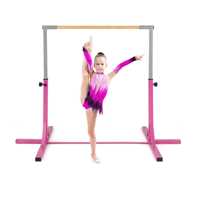 Nastavitelná dětská gymnastická hrazda, 85-145 cm, růžová