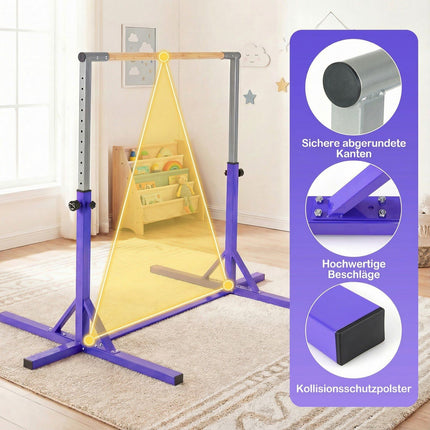 Adjustable Gymnastics Bar for Kids, 85-145 cm, Purple