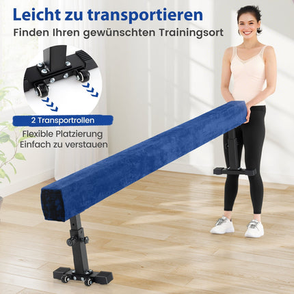 Adjustable Gymnastics Beam, 226 cm, 3 Heights, Blue