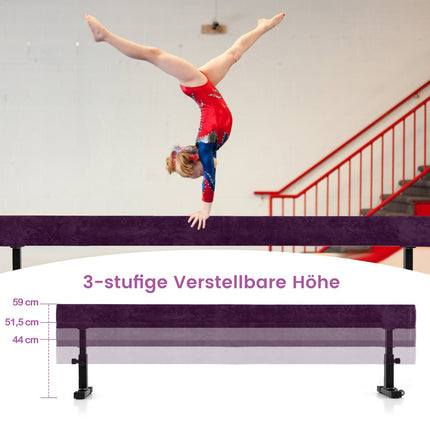 Verstellbarer Gymnastikbalken, 226 cm, 3 Höhen, Lila