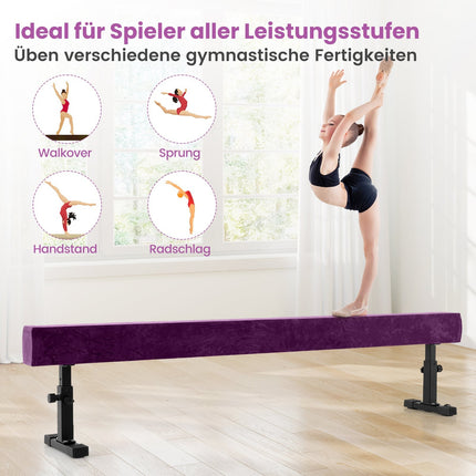 Verstellbarer Gymnastikbalken, 226 cm, 3 Höhen, Lila