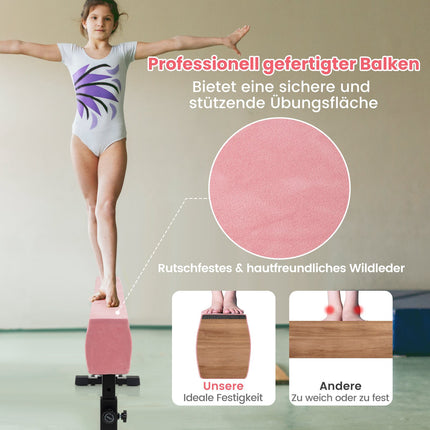 Adjustable Gymnastics Beam, 226 cm, Pink, 3 Heights