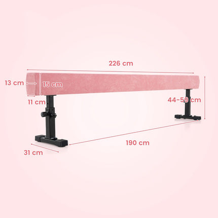 Adjustable Gymnastics Beam, 226 cm, Pink, 3 Heights