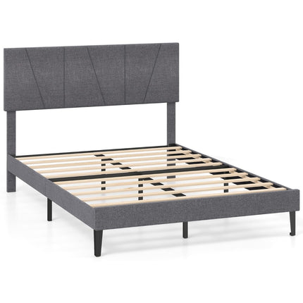 Adjustable Headboard Double Bed Frame, 140x200 cm, Dark Grey