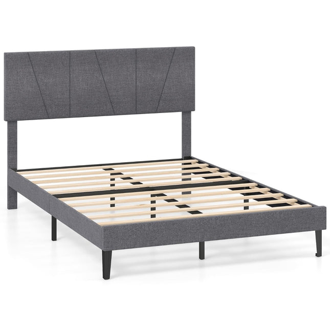 Adjustable Headboard Double Bed Frame, 140x200 cm, Dark Grey
