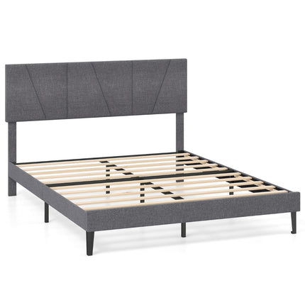 Adjustable Headboard Double Bed Frame, 160x200 cm, Dark Grey