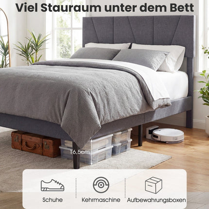 Adjustable Headboard Double Bed Frame, 160x200 cm, Dark Grey