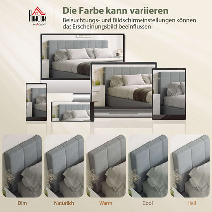 Verstellbares Kopfteil mit Metallfüßen, Leinenoptik, 160 cm, Grau