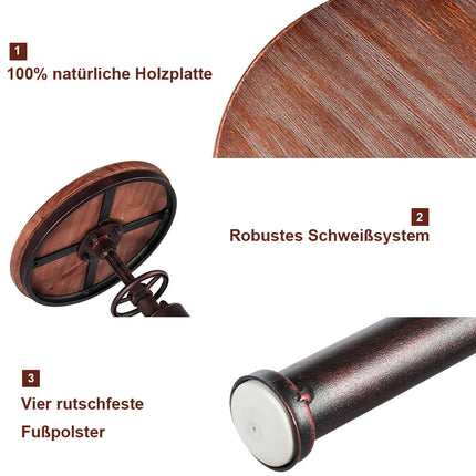 Höhenverstellbarer Barhocker, Kiefernholz & Eisen, 59,5-75 cm