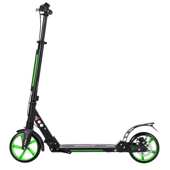 Kinderroller, höhenverstellbar, faltbar, schwarz/grüne Räder