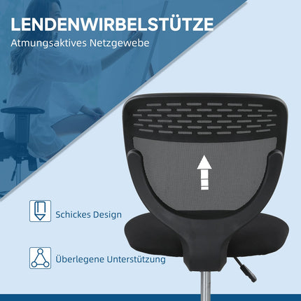 Bürostuhl mit verstellbarer Höhe – Schwarz, gepolstert, ohne Armlehnen