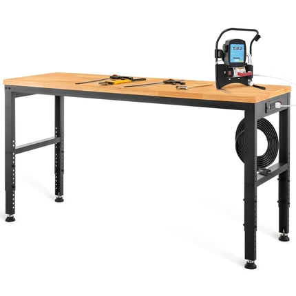 Adjustable Height Workbench 48 x 20 In, Power Outlet