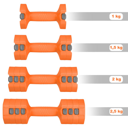 Verstellbare Hex-Hanteln – 2 x 2,5 kg, schneller Gewichtswechsel