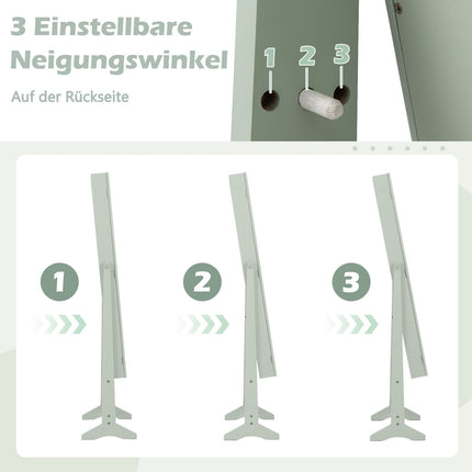 Verstellbarer Schmuckschrank mit Ganzkörperspiegel, Grün