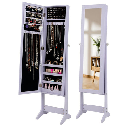 Verstellbarer Schmuckschrank mit Ganzkörperspiegel, Lila