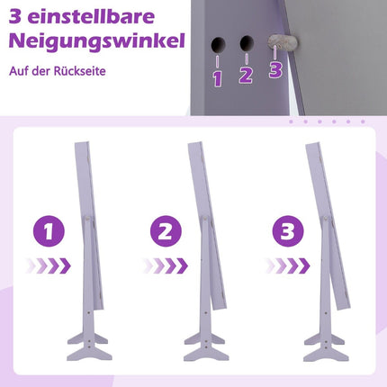Verstellbarer Schmuckschrank mit Ganzkörperspiegel, Lila