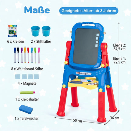 Adjustable Kids Art Easel with 4-in-1 Drawing Boards