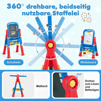Adjustable Kids Art Easel with 4-in-1 Drawing Boards
