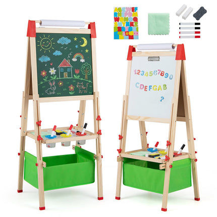 Adjustable Kids Art Easel with Magnetic Chalkboard & Whiteboard