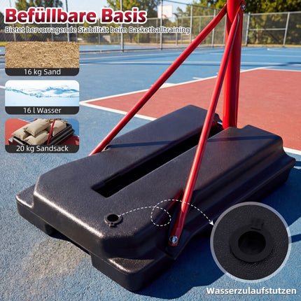 Verstellbarer Kinder-Basketballkorb 95–155 cm mit befüllbarem Standfuß
