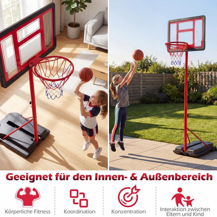 Verstellbarer Kinder-Basketballkorb 95–155 cm mit befüllbarem Standfuß