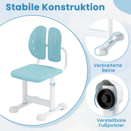 Adjustable Kids Desk Chair with Double Backrest, Blue