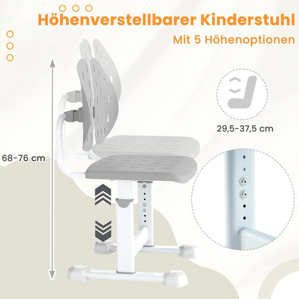 Verstellbarer Kinder-Schreibtischstuhl mit doppelter Rückenlehne, Grau