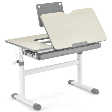 Adjustable Kids Desk Set with Tilted Tabletop, Grey