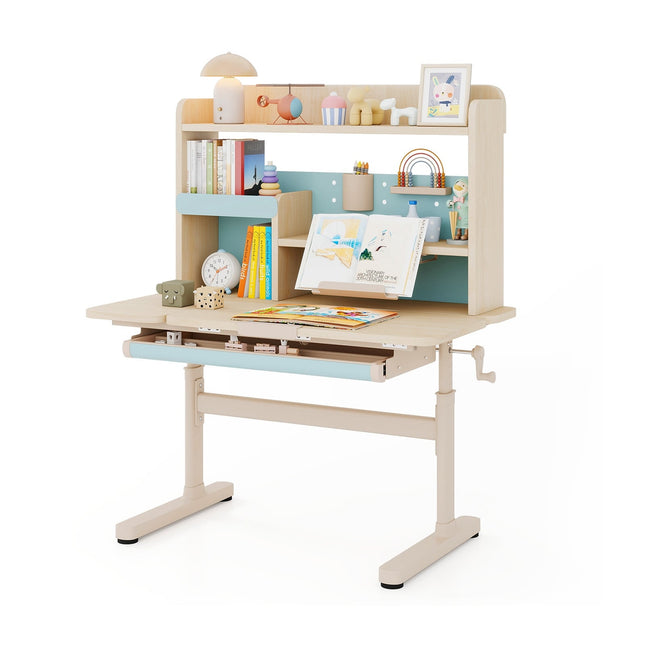 Verstellbarer Kinderschreibtisch mit Regal & Schublade – Blau