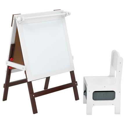 Verstellbare Kinderstaffelei und Stuhl-Set mit Kreidetafel und Whiteboard