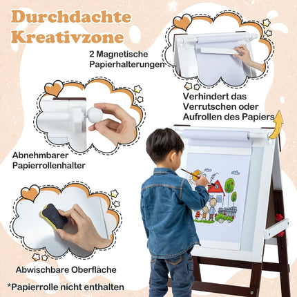 Verstellbare Kinderstaffelei und Stuhl-Set mit Kreidetafel und Whiteboard