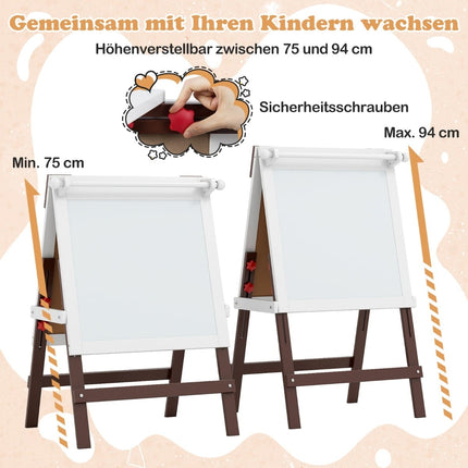 Verstellbare Kinderstaffelei und Stuhl-Set mit Kreidetafel und Whiteboard