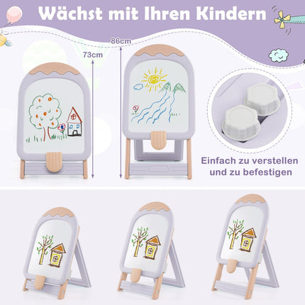 Verstellbare Kinderstaffelei mit Stuhl und Whiteboard, Lila