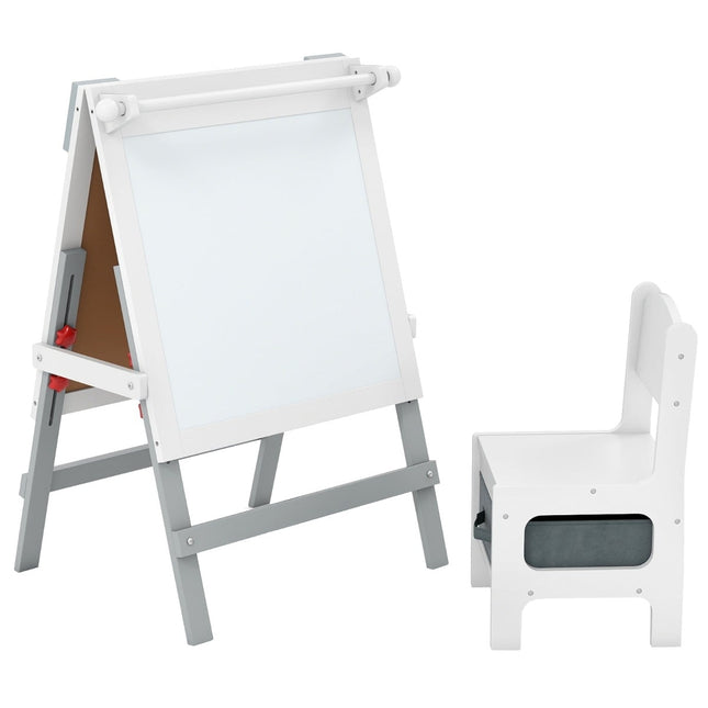 Verstellbare Kinderstaffelei mit Kreidetafel & Whiteboard, Grau