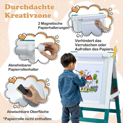 Verstellbare Kinderstaffelei mit Kreidetafel und Whiteboard-Set